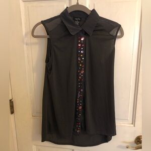 Rue 21 Button Down Shirt with Oversized Sequin Beads